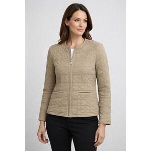 Bagatelle Collection Tan Quilted Zip Front Jacket XL Womens Khaki